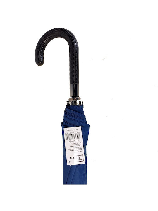 Rain Automatic Umbrella with Walking Stick Blue