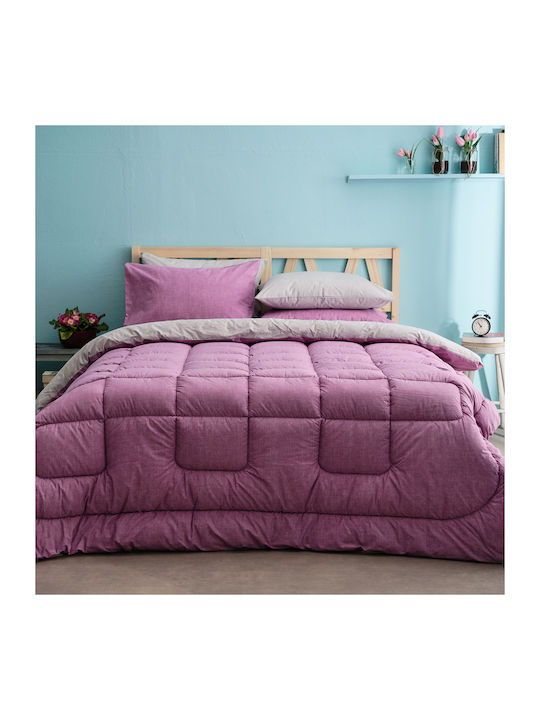 Charalambidis Textiles Bettdecke Einzelbett 160x240cm Solid Fuchsia/beige 350 GSMGsm