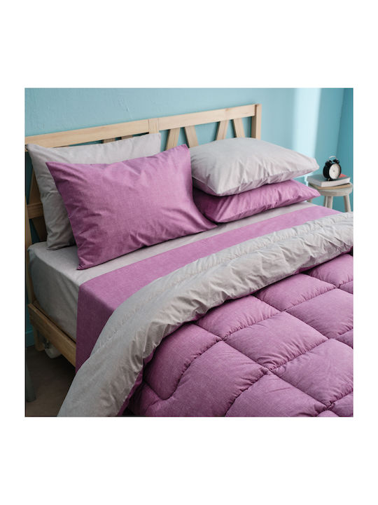 Charalambidis Textiles Bettdecke Einzelbett 160x240cm Solid Fuchsia/beige 350 GSMGsm