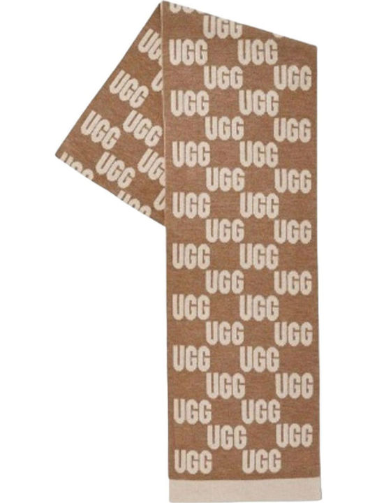 Checked Graphic Logo Scarf Women's Wool Scarf Brown