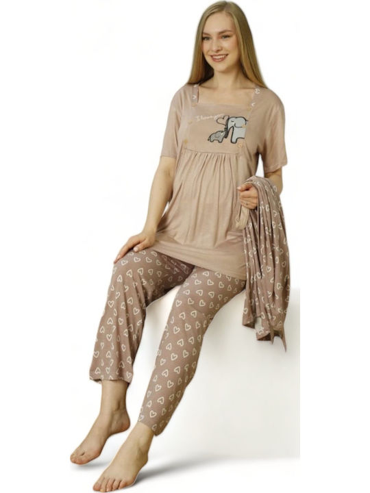 PijaMood Robe de maternitate și alăptare Chocolate.