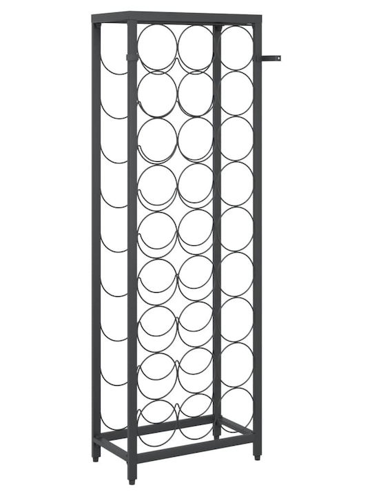 vidaXL С крака Κάβα Ποτών Метал για 27 Μπουκάλια Черен 34x18x100εκ.