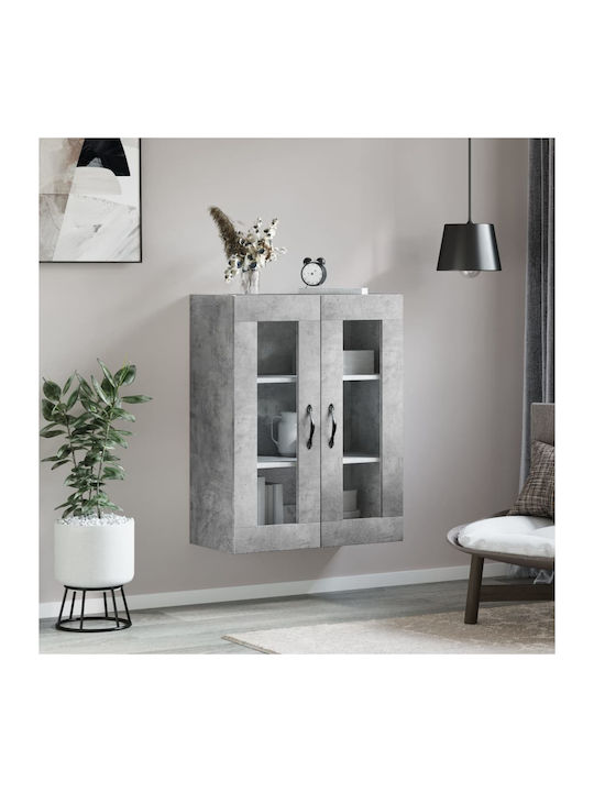 Wand Wohnzimmer Vitrine aus Spanplatte mit Glas Grey 69.5x34x90cm