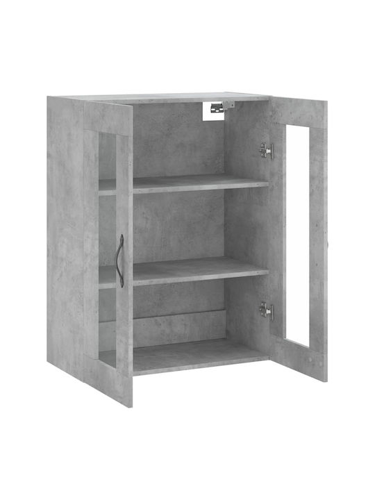 Wand Wohnzimmer Vitrine aus Spanplatte mit Glas Grey 69.5x34x90cm