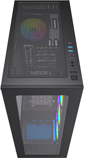 Gembird Fornax X450MAX Gaming Midi Tower Computer Case with Window Panel and RGB Lighting Black