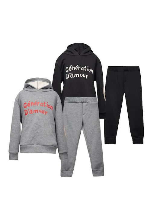 Two In A Castle Kids Sweatpants Set black 2pcs