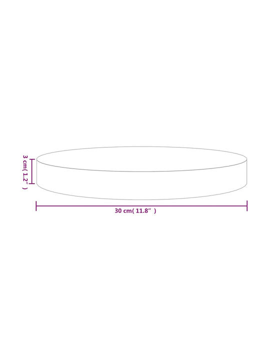 vidaXL Round Table Surface made of Solid Wood in Beige Color 30x30x3cm 833655 1pcs