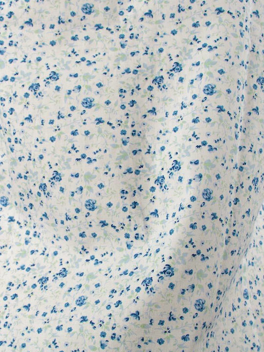 Long-sleeved Cotton Shirt Floral White
