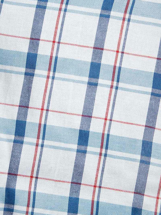Дълъг ръкав Памучен Риза Каре White-Blue