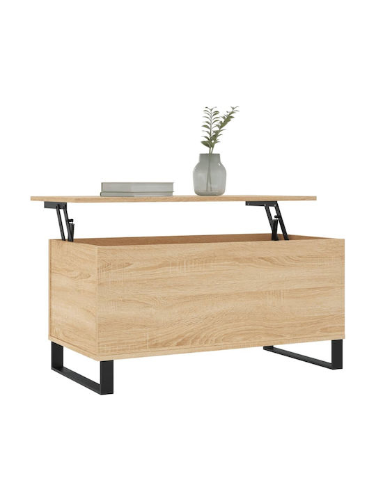Sonoma Eiche Rechteckiges Zentral Kaffeetisch mit Hebemechanismus M90xL44.5xH45cm