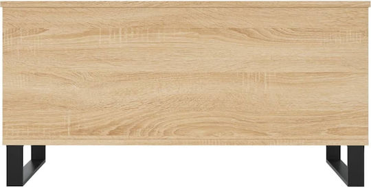 Rectangular Central Wooden Coffee Table with Lifting Mechanism Sonoma Oak W90xD44.5xH45cm