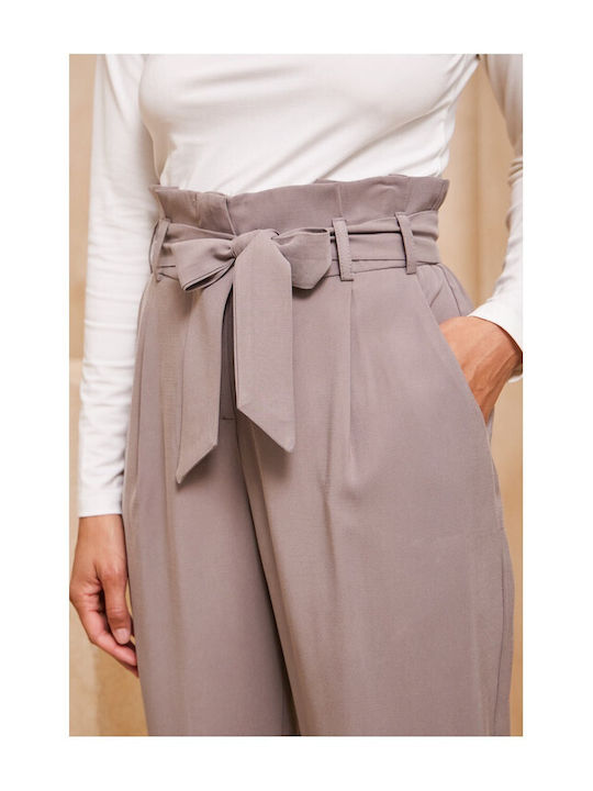 Enzzo Women's Fabric Trousers Grey