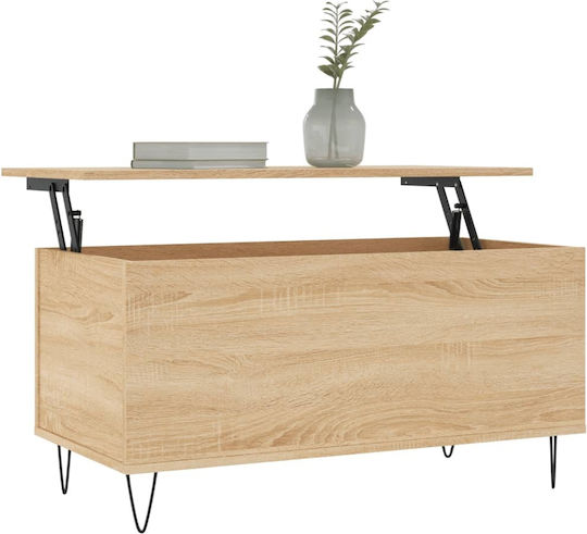 Sonoma Eiche Rechteckiges Zentral Kaffeetisch mit Hebemechanismus M90xL44.5xH45cm