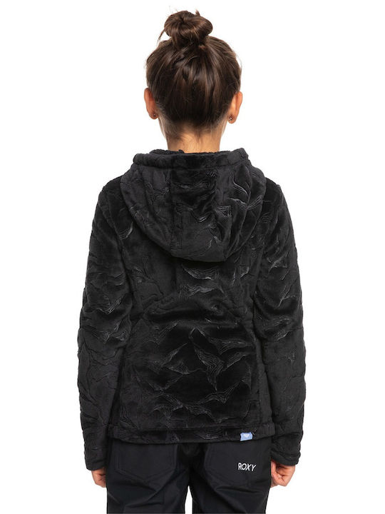 Roxy Παιδική Ζακέτα Fleece με Κουκούλα Μαύρο (KVJ0-BLACK)