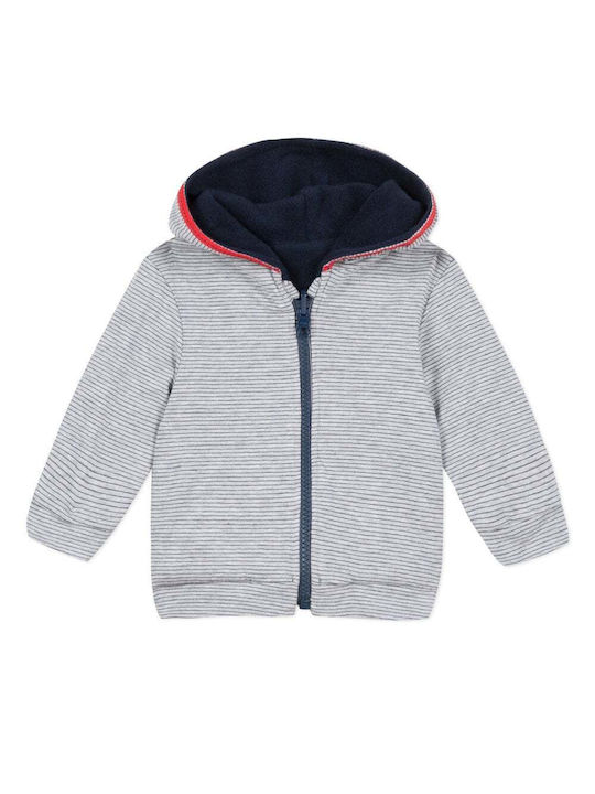 3 Pommes Kids Cardigan Fleece with Hood blue striped