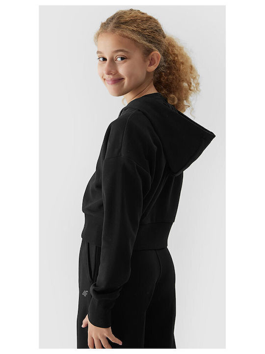 Kinderstrickjacke mit Kapuze Schwarz