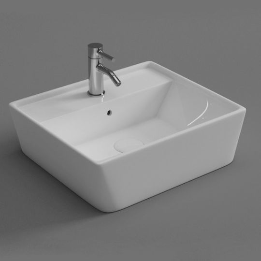 Soncera Cuboid Επιτοίχιος Κρεμαστός / Επικαθήμενος Νιπτήρας Πορσελάνης 40x46x14cm Λευκός