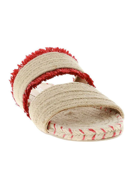 Leather Women's Flat Sandals Beige