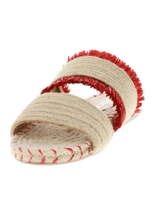 Leather Women's Flat Sandals Beige