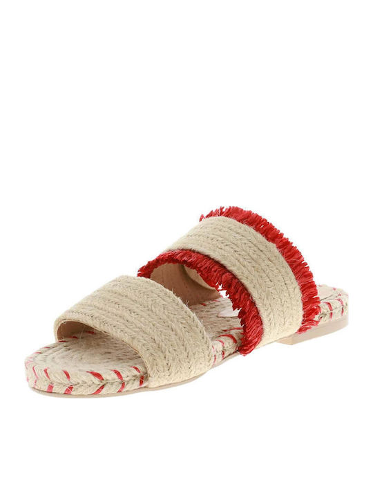 Leather Women's Flat Sandals Beige