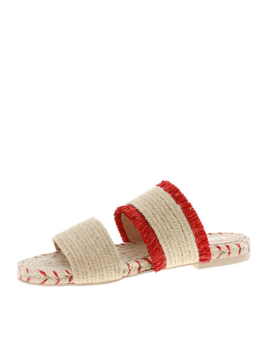 Leather Women's Flat Sandals Beige