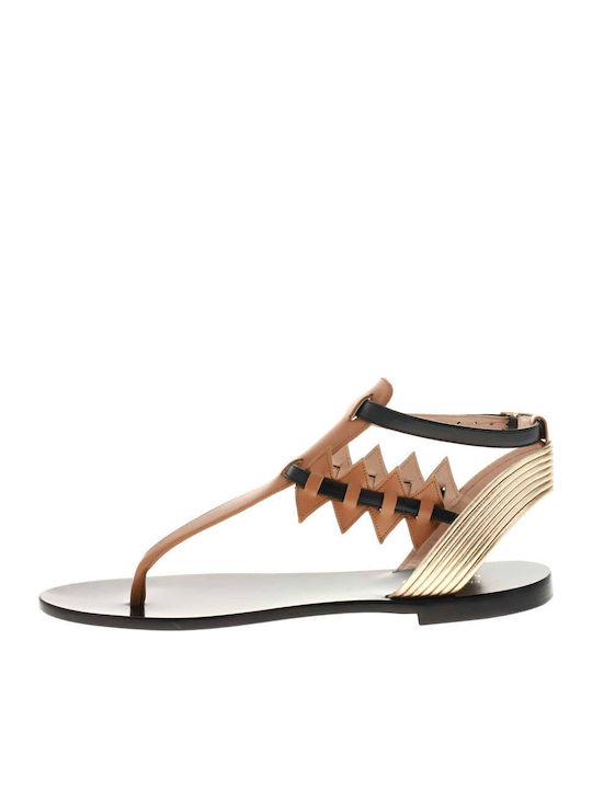 Elvira Di Gaia X Kiss Leder Flache Sandalen für Damen in Beige Farbe
