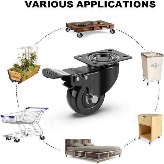 Plastic Furniture Wheel Suitable for Wheeled Black 5x5cm 4buc