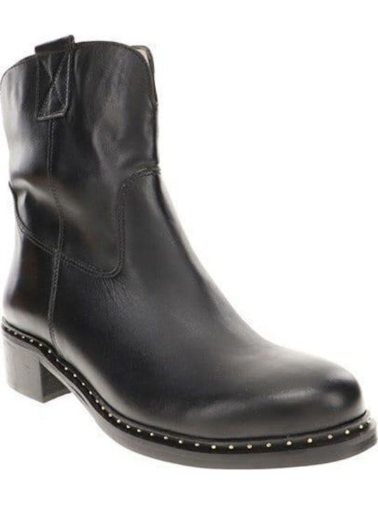 Leder Damen Knöchelstiefel Schwarz