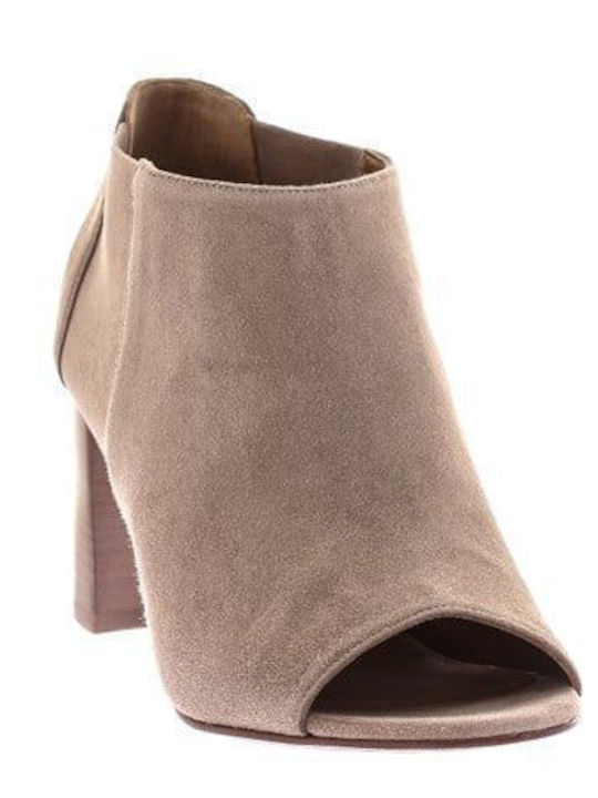 Suede Women's Ankle Boots Beige