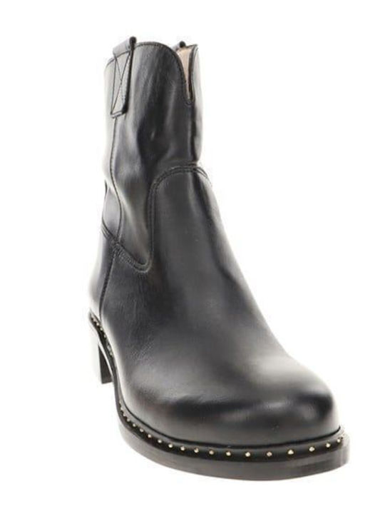 Leder Damen Knöchelstiefel Schwarz