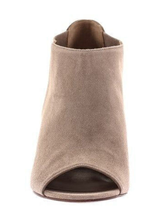 Suede Women's Ankle Boots Beige