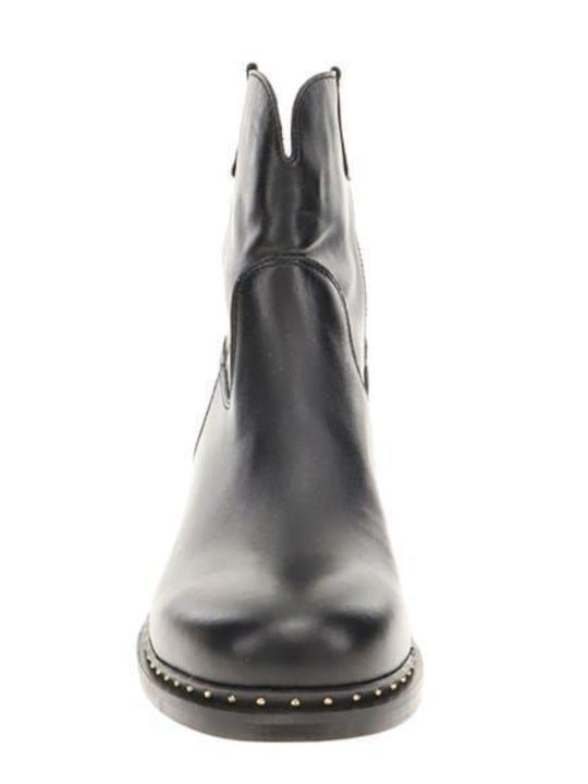 Leder Damen Knöchelstiefel Schwarz
