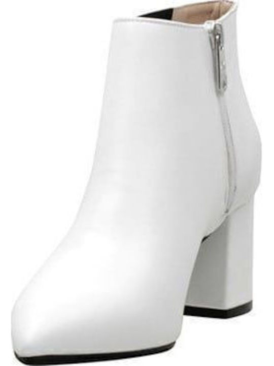 Leder Damen Knöchelstiefel Weiß