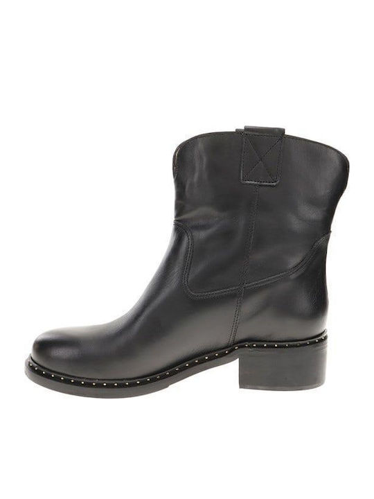 Leder Damen Knöchelstiefel Schwarz