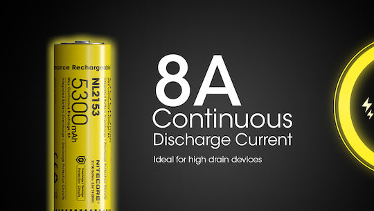 NiteCore NL2153 Επαναφορτιζόμενη Μπαταρία 21700 Li-ion 5300mAh 3.6V 1τμχ