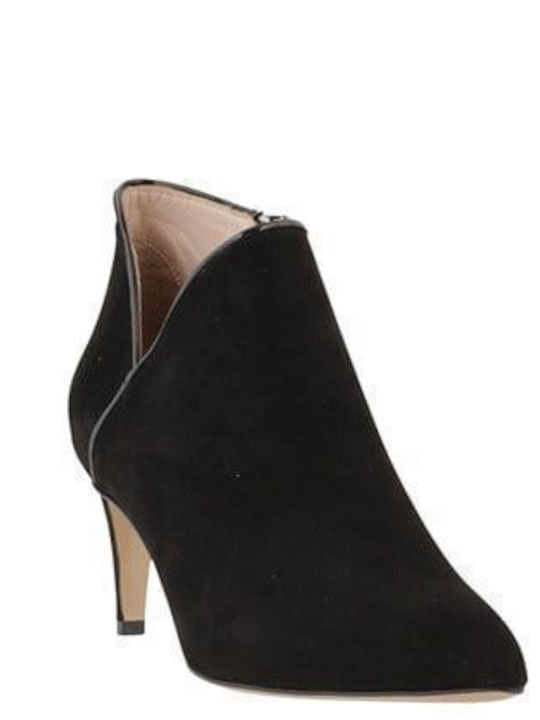 Leather Women's Ankle Boots with Medium Heel Black