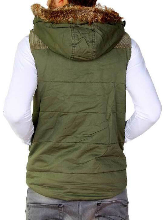 Young & Rich Men's Winter Sleeveless Jacket Khaki