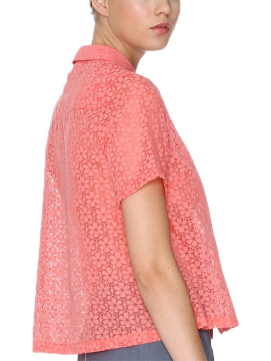 Kurzärmelig Damen Hemd Coral Blumen