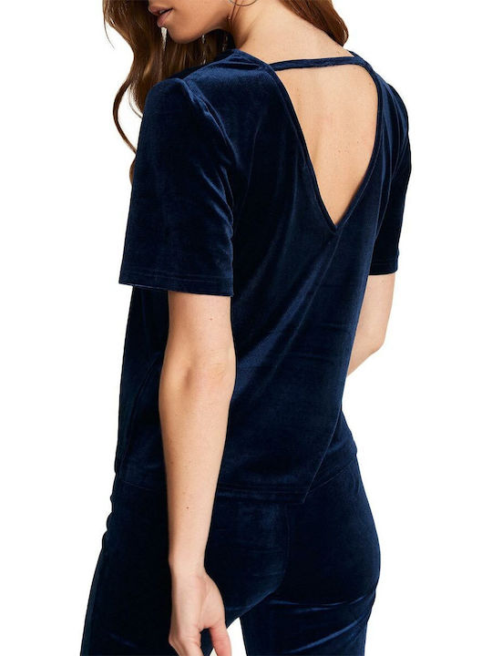 Bluza Damă Sport Mâneci Scurte Albastru Marin
