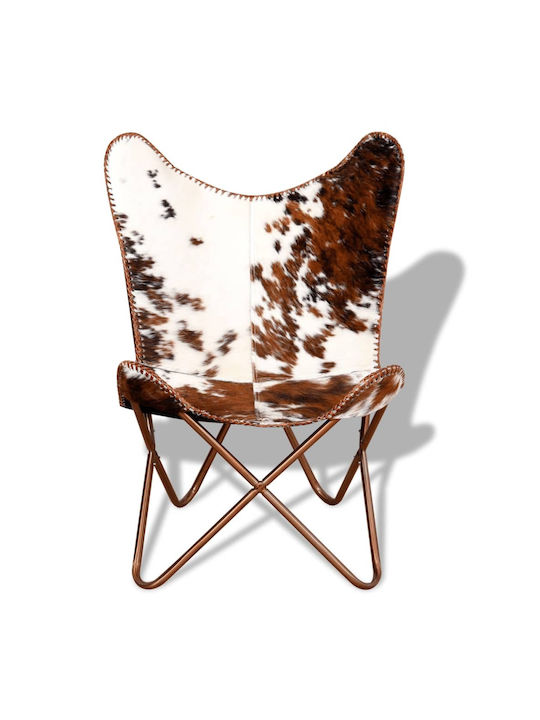 din Piele Naturală Maro / Alb 74x66x90cm