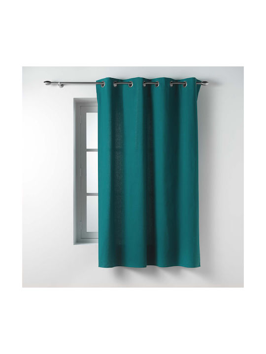 Douceur d'Intérieur Curtain Window with Grommet L-c Twily Petrol Blue 135x180cm