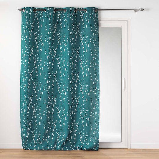 Douceur d'Intérieur L-c Sakura Mit Grommets Petrol Blau 140x260cm