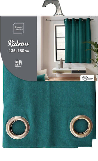 Douceur d'Intérieur Vorhang Für Fenster Mit Grommet L-c Twily Petrol Blau 135x180cm