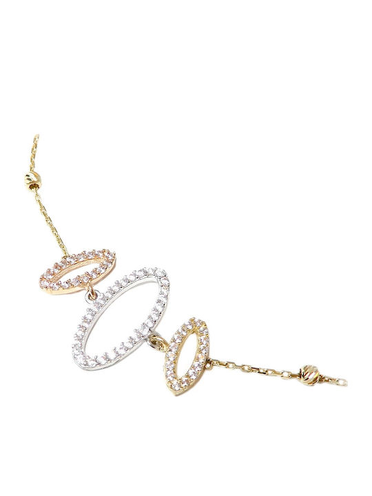 Art d or Women's Gold Bracelet with Zircon 14K 18.5cm