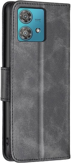 Lambskin Texture Brieftasche Schwarz (Motorola Edge 40 Neo)
