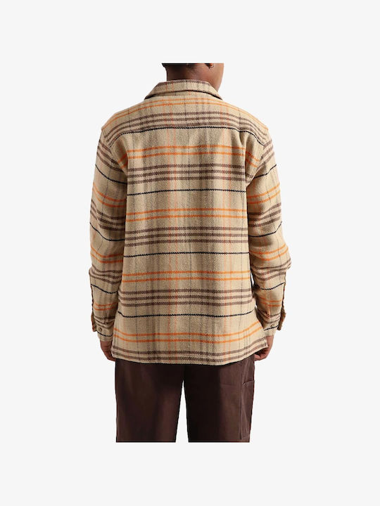 HUF Men's Shirt Long Sleeve Flannel Checked Oatmeal