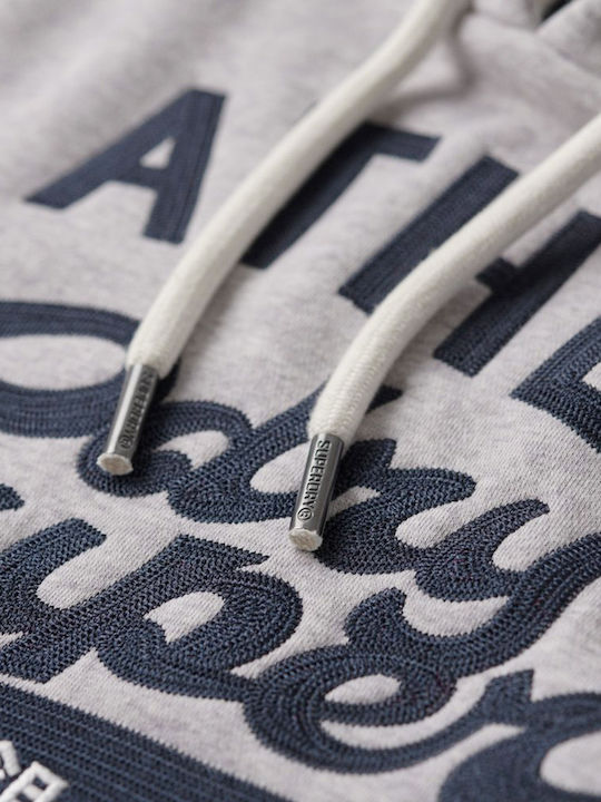 Ovin Athletic Script Graphic Sweatshirt with Hood Grey