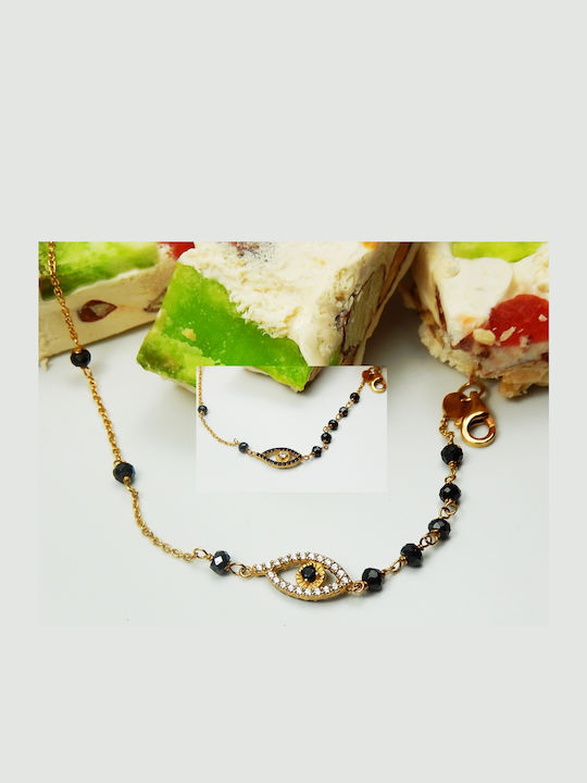 Polytimo Damen Armband mit Design Auge aus Gold 14K mit Zirkon