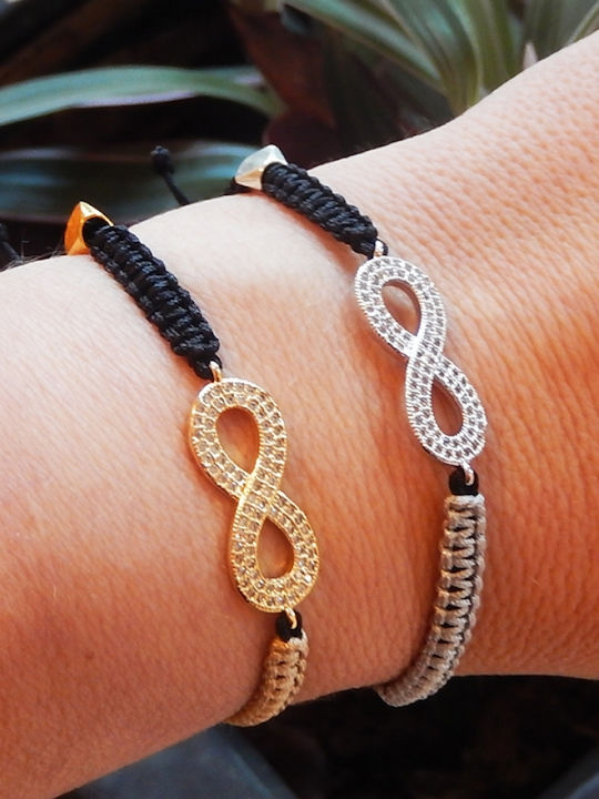 Polytimo Damen Armband Makramee mit Design Unendlichkeit aus Kabel mit Zirkon