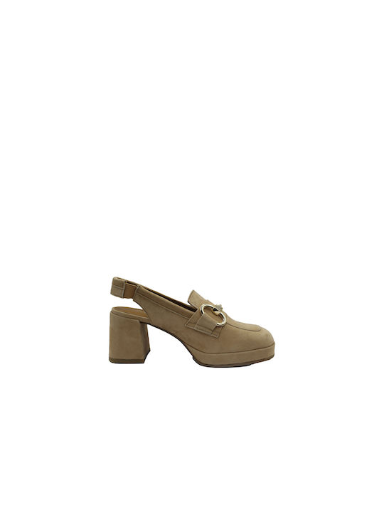 Alpe Leather Beige Medium Heels